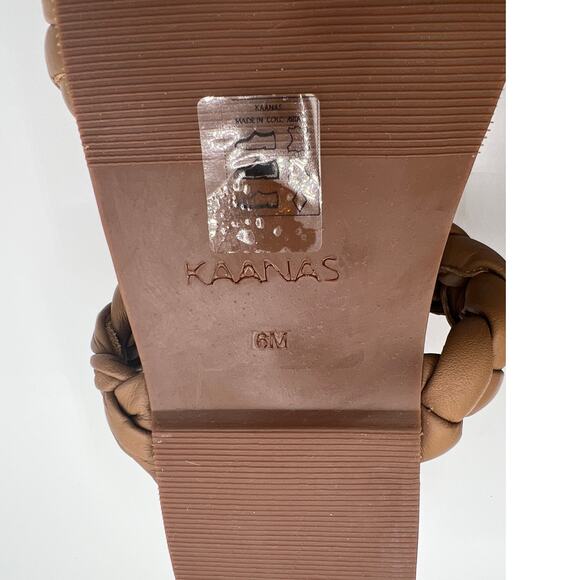 KAANAS Coco Brown Chunky Leather Braided Pool Slides Womens Size 6M NEW! - Picture 9 of 9